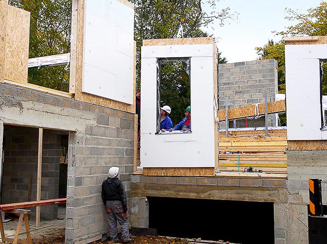 France-Maisons-idf. Pose à mis bois (panneau côté extérieur)