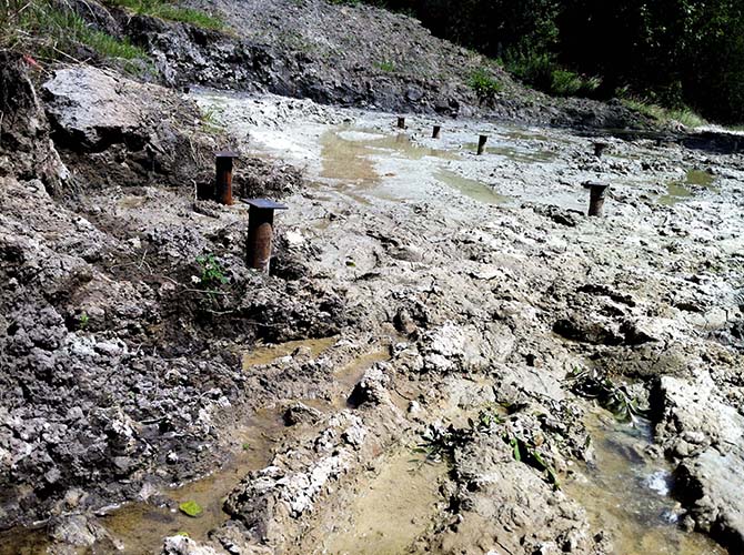 L'état du terrain à l'origine têtes de pieux